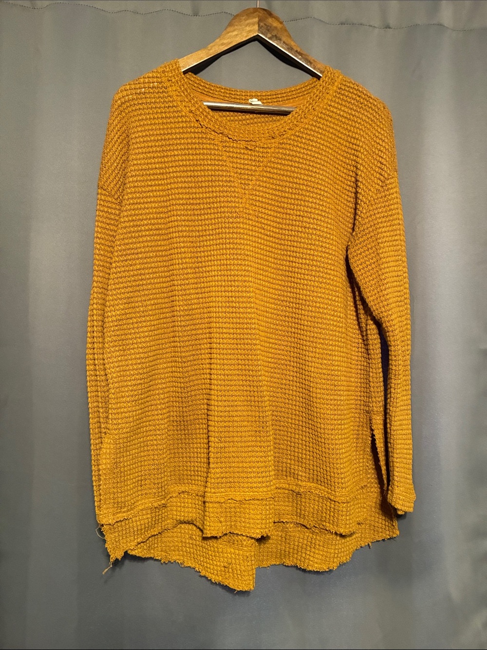 Wishlist Mustard Waffle Knit Crewneck Sweater